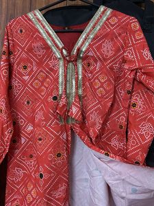 Red Bandhani Kurta
