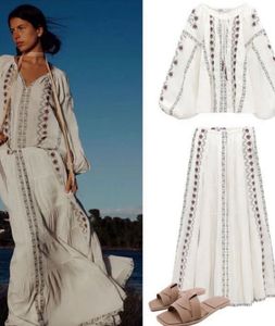 Zara Embroidered Cotton Long Skirt