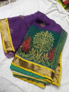 Purple And Green Saree