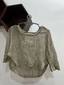 Brown Crochet Knit Top
