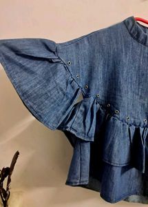 Denim Ruffle Top