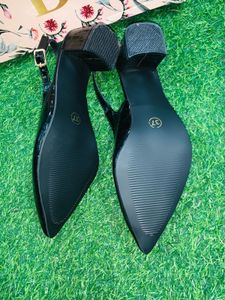 Black Pointed Slingback Heels