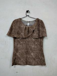 Brown Beaded Top