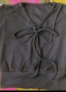 Ribbed Tie-Front Top