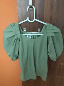 Green Puff Sleeve Top