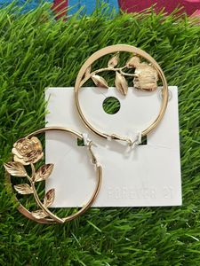 Forever 21 Rose Hoop Earrings