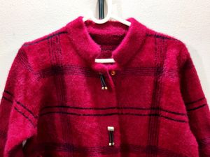 imported luxury berry plaid women&#39;s cardigan/jacke