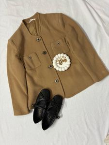 Vintage Tan Button-Down Jacket
