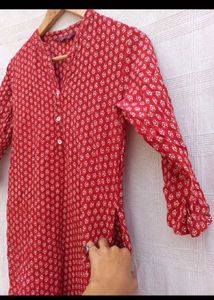 Red Printed Kurta
