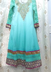Embroided Embellished Sea Green Gown(Xl)