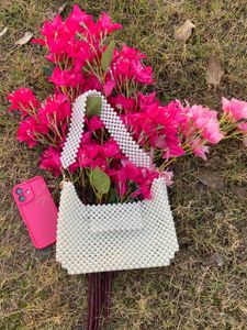 White Shoulder Beaded Bag