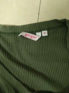 Olive Green Ribbed Top