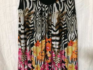 Black Printed Short Sleeves Dress