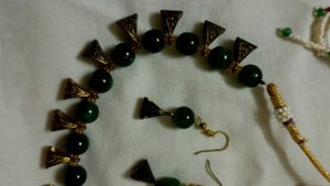 Green Beaded Necklace Set