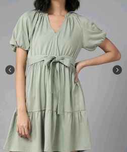 Olive Green Tiered Dress