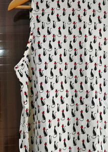 Kitty Print High Low Tunic Top