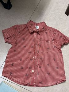 Boys Red Striped Short Sleeve Shirt