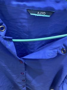 Blue Ruffle Sleeve Top