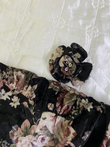 Floral  with Fur velvet dress 10-12yr