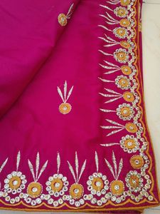 Elegant Pink Embroidered Saree