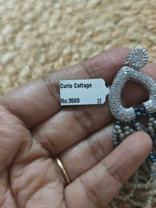 Long Beaded Dangle Earrings with Crystals