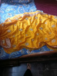 Gold Embellished Saree with Blouse