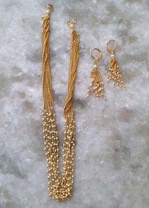 Gold Chain &amp; Pearl Jewelry Set