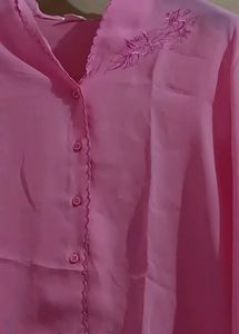 Pink Chiffon Blouse with Embroidery
