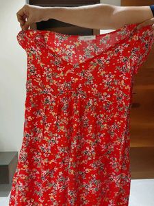 Red Floral Print Summer Dress