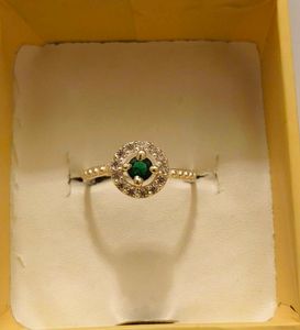 Emerald Halo Ring pure silver # fixed price