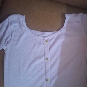 Lavender Button-Up Ribbed Top