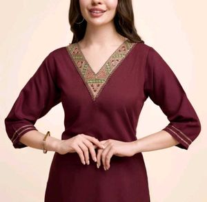 Maroon Embroidered Kurta Set