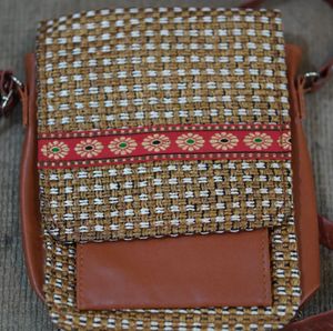 Jute Lather Mobile Sling Bags