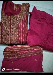 Maroon Embroidered Salwar Suit