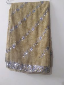 Chiffon Silver Sequence Work Saree