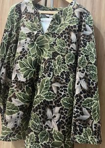 Ribbed Floral Blouse - Size M