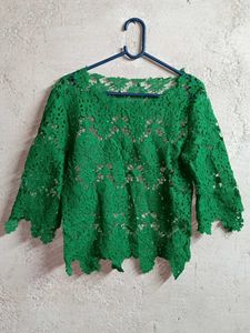 See-through Lace Crop Top Green 💚