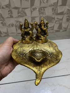 Ganesh Ji Lakshmi J Pooja Plate Leaf Style &amp; Diya