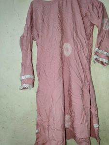Pink Lace Trim Kurti