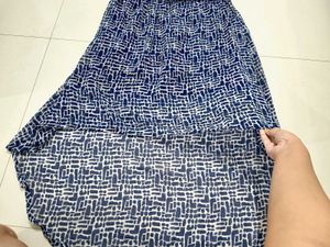 Navy-White Printed Sleeveless Dress