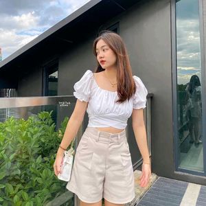 White Crop Top With Back Bow