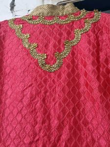 Elegant Coral Anarkali Kurta