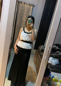 Elegant Black &amp; White Dress🖤🌻💕