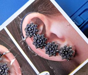 Silver Oxidised Floral Earcuffs For Women 🎈