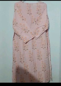 Floral Print Chikankari Tunic Dress