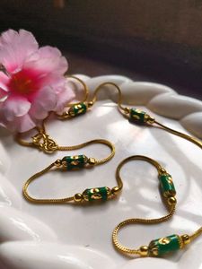 Daily Wear Gold Chain with Green Jade Beads