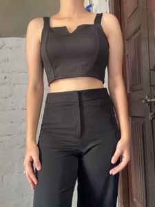 Black Crop Top & Pants Set