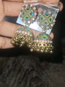 Peacock Jhumka Earrings