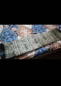 Printed Kalamkari Art Silk Saree (black)
