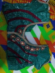 Green Embroidery Half Saree